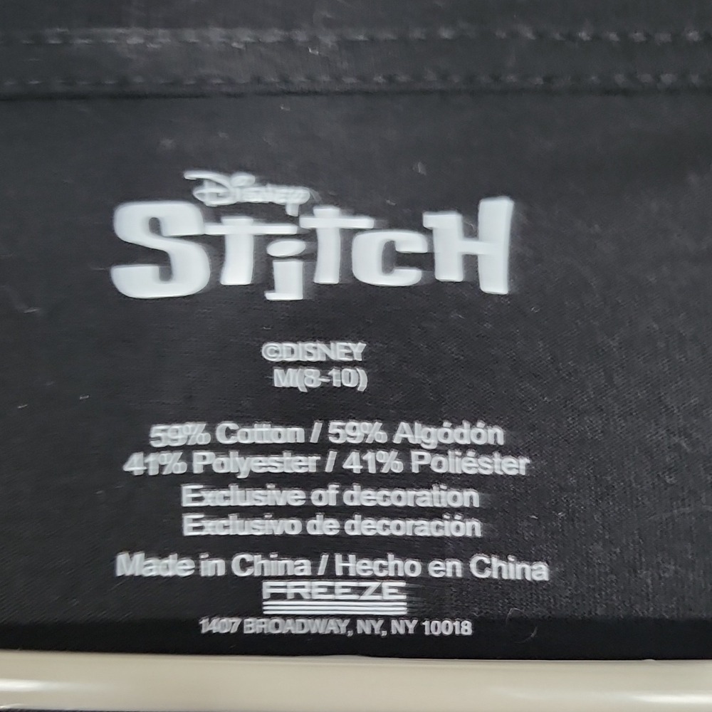 Disney Stitch Ohana Means Family Black Cotton Polyester Graphic T-Shirt M - Picture 2 of 3